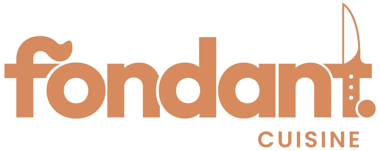 Fondant Cuisine logo, Bordeaux restaurant with orange typography and culinary illustrations