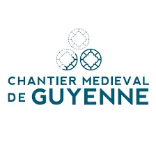 Logo of the Medieval Construction Site of Guyenne in Bordeaux, featuring three stylized circular patterns in blue and gray with the text 'CHANTIER MEDIEVAL DE GUYENNE'