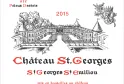 Wine label for Château St.Georges 2015, Saint-Georges Saint-Émilion, bottled at the château, featuring an engraved illustration of the château and Bordeaux coat of arms