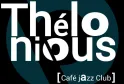 Logo of Thelonious, a jazz cafe club in Bordeaux, featuring white text on a dark teal and black background